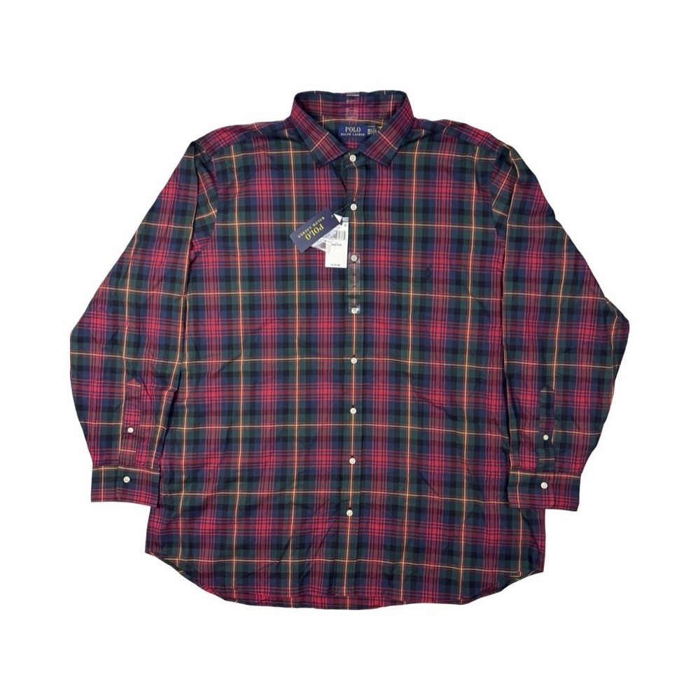 Polo Ralph Lauren Men's Red Plaid Long Sleeve Shirt 2XB Pony Logo NWT